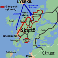 Gång- och cykelvägar på Skaftö